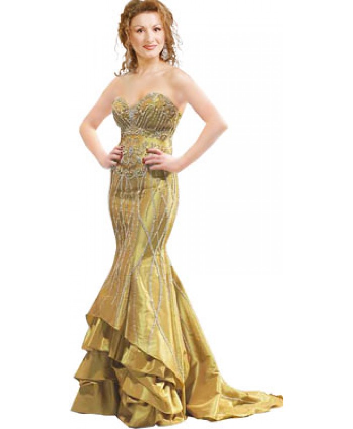 Beautifully embedded fish cut gown