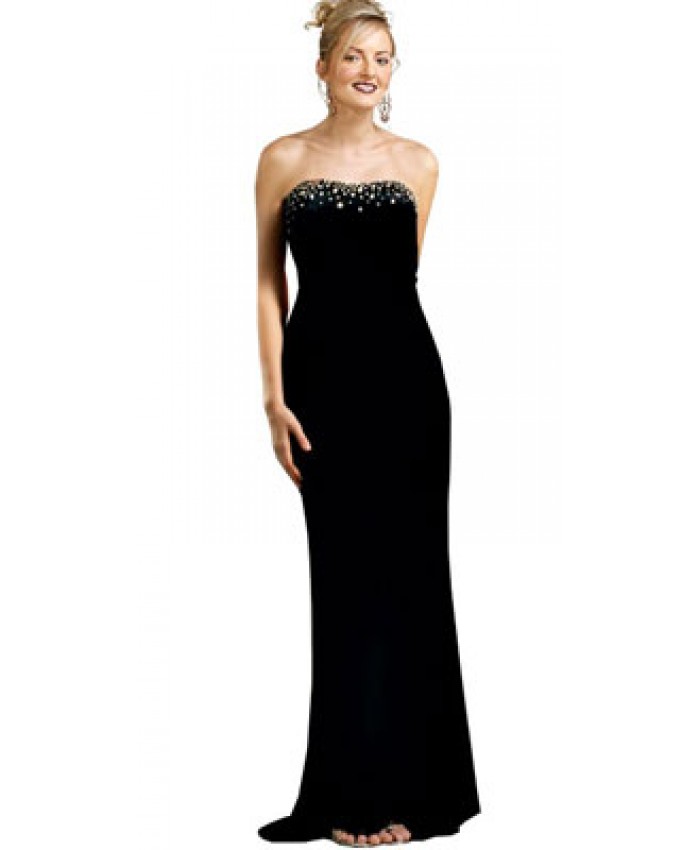 Stone embedded strapless autumn gown