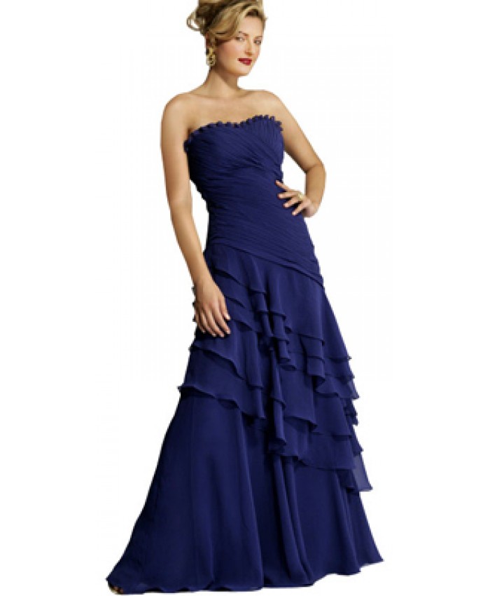 Multi layered strapless autumn gown