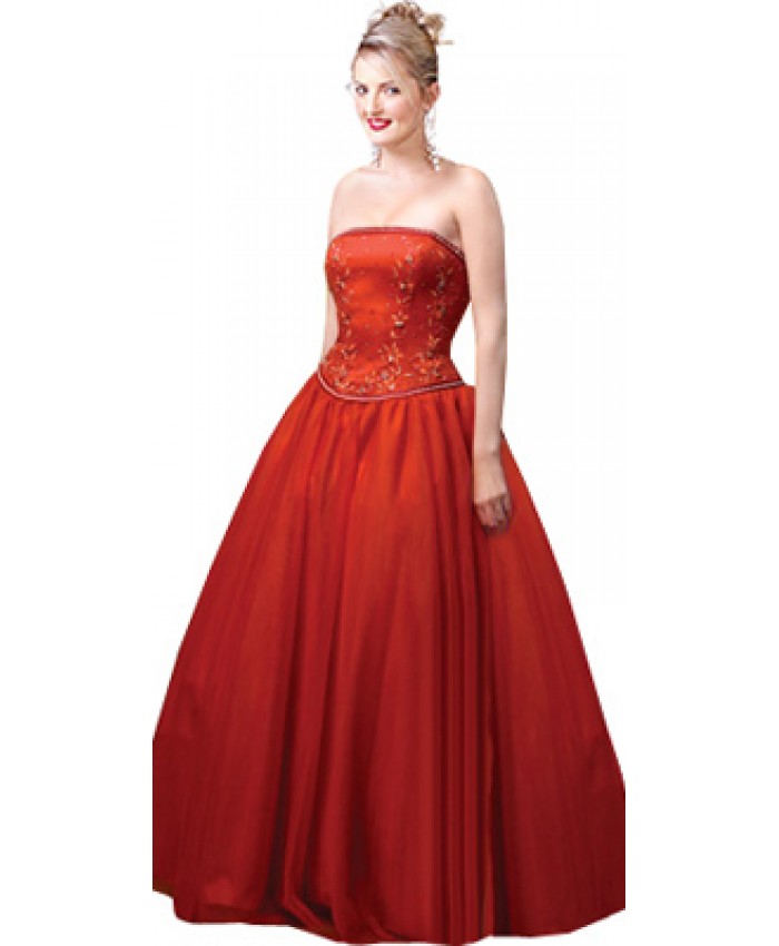 Red Beaded Corset Inspired Ball Gown