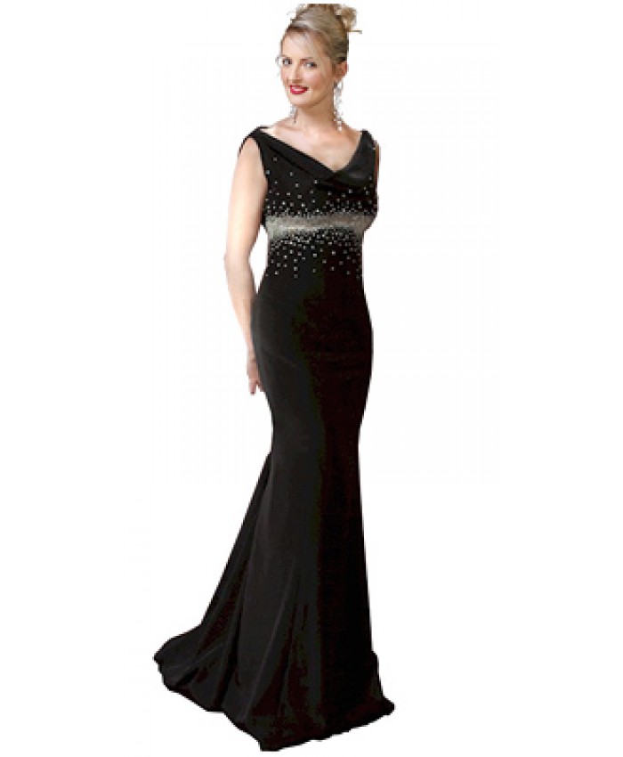 Sequinned Cowl Neck Mermaid Evening Gown