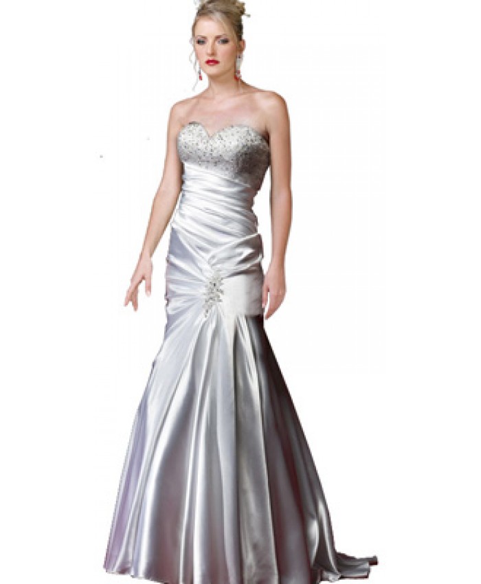 Asymmetrical draped bridal attire