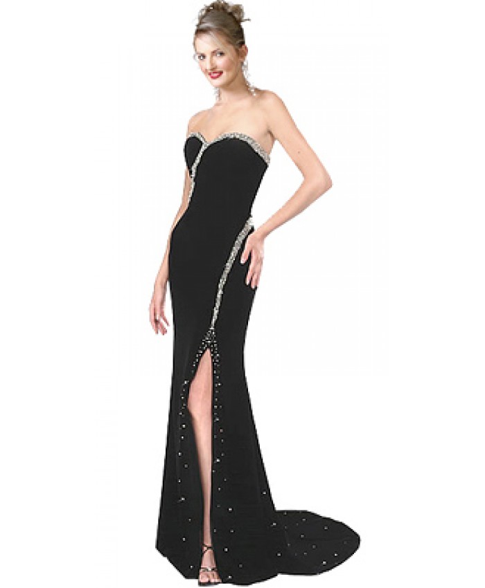 Stylish Stonned Studded Strepless Evening Gown