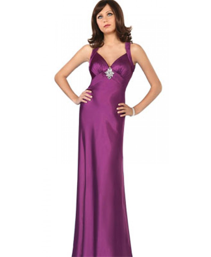 Brooch accented bridesmaid gown