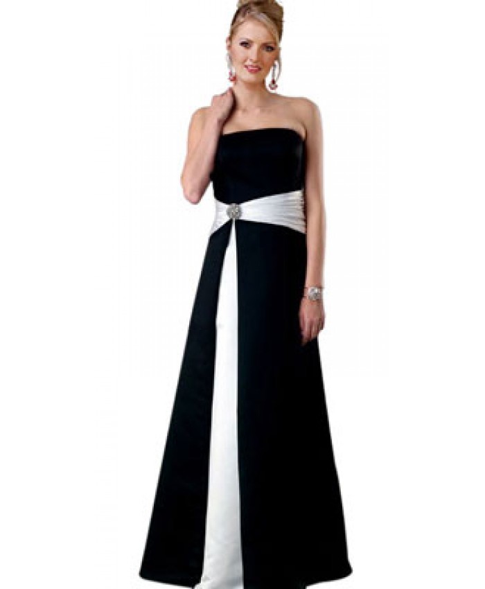 Pleated wide front band bridesmaid gown