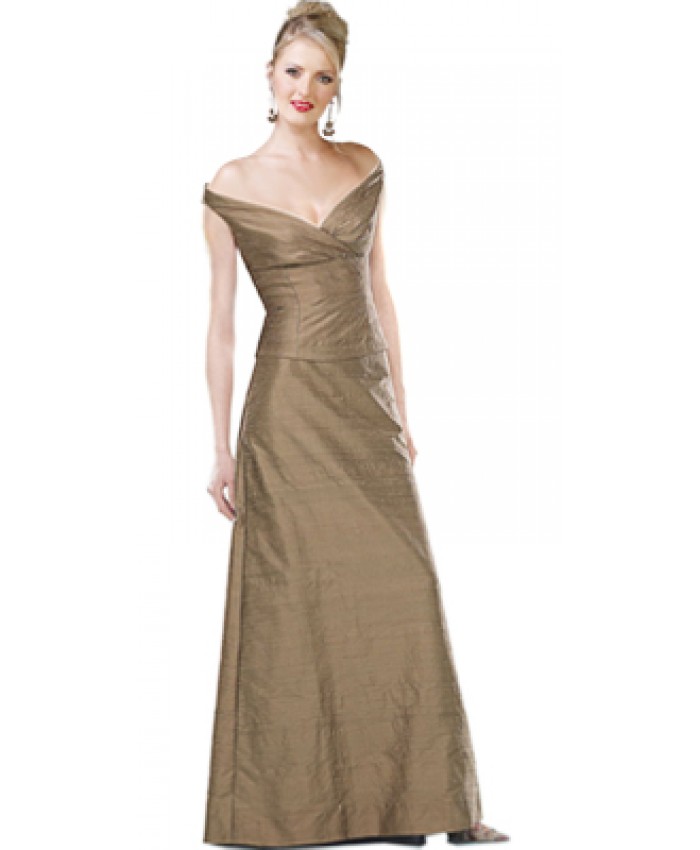 Two Piece Raw Silk Dress With Surplice Neck