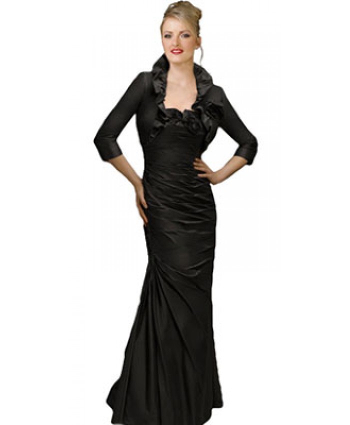 Full Length Black Bolero Evening Dress
