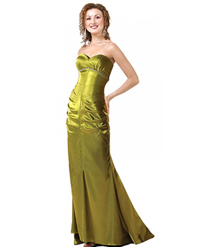 Pleated Satin Evening Gown