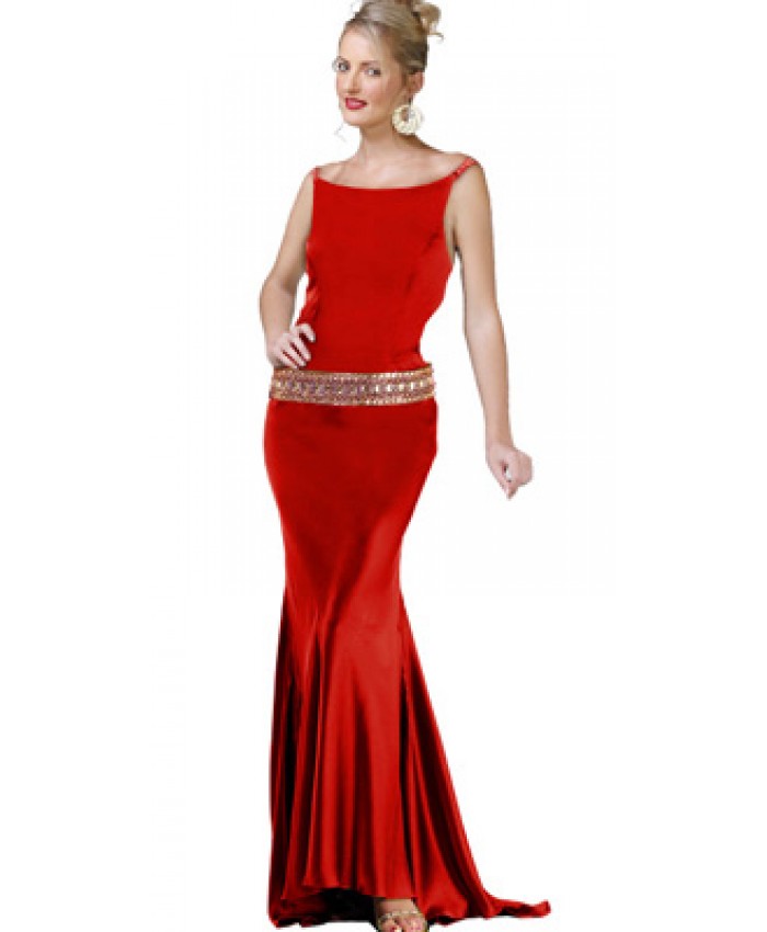 Boat neckline Evening gown