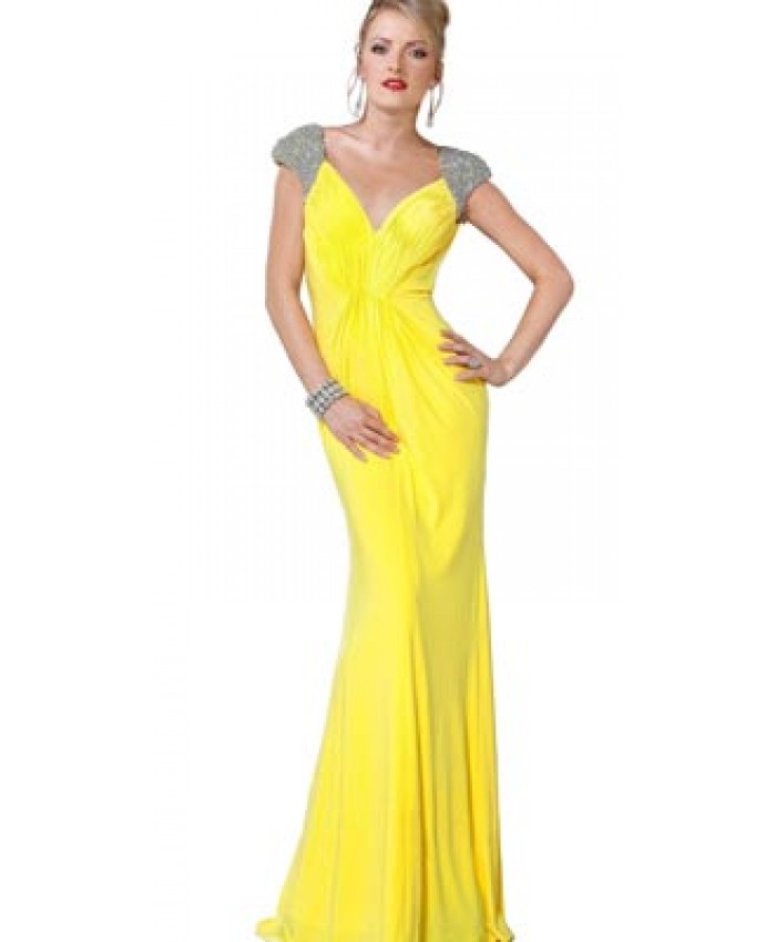 A Tie up Evening Yellow Gown