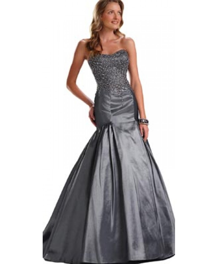 Metallic Colored Strapless Evening Gown