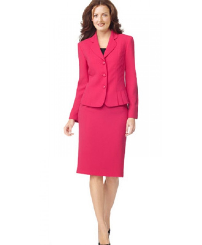 Pleated Jacket Skirt Polyester Pink Set