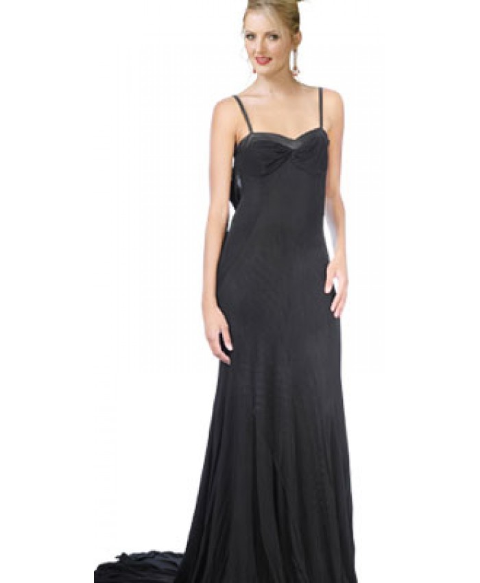 Striking Floor Length Gown with Leather Outline
