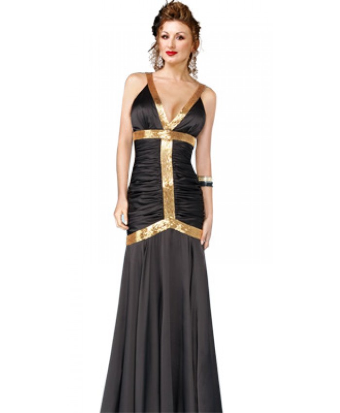 Gold beaded mermaid evening dress