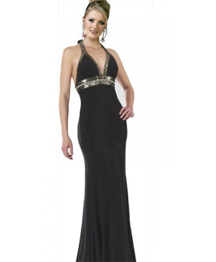Beaded patterned evening dress
