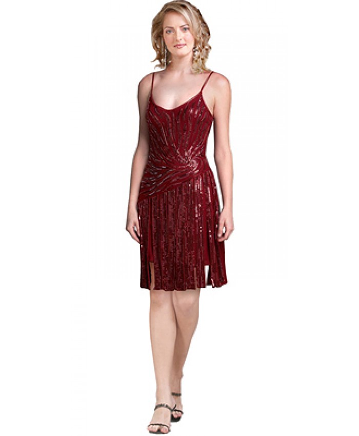 Sequinned Chiffon Spaghetti V Neck Dress