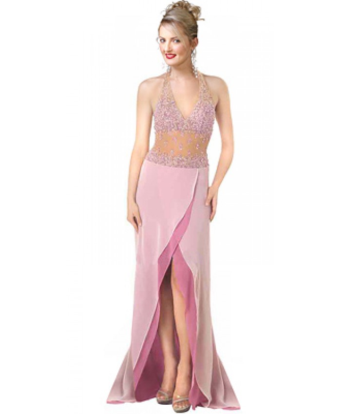 Hot Beaded halter Evening Dress