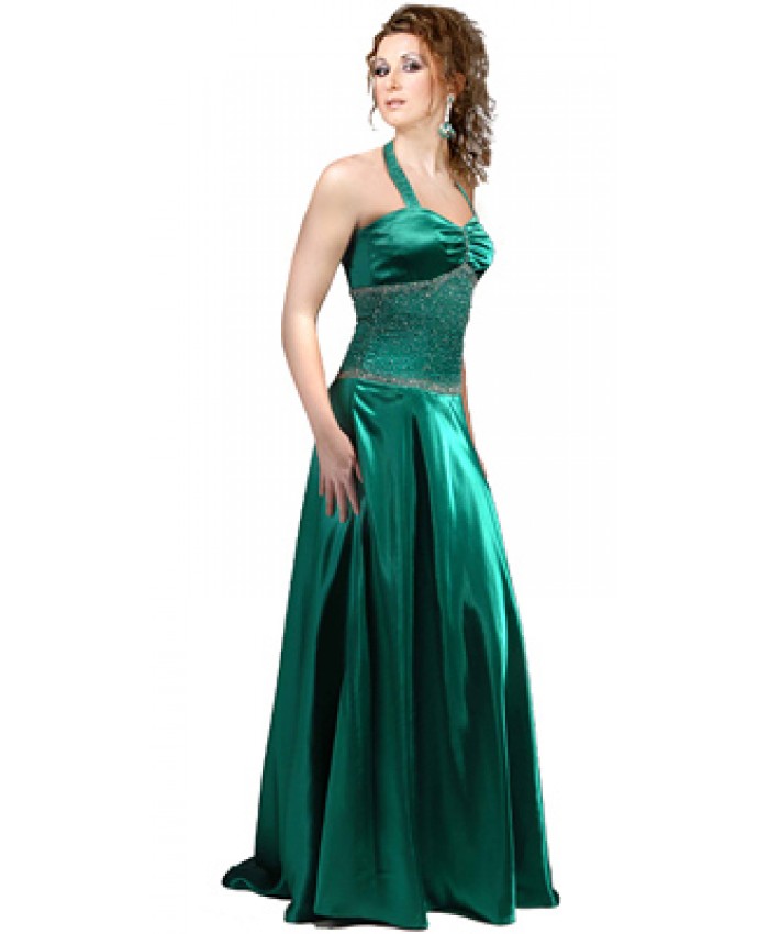 Gorgeous Ruched Bodice Beaded Evening Gown