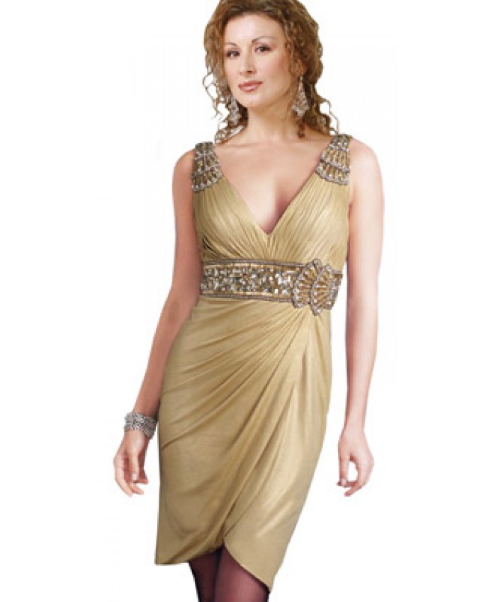 Ornate Overlapping Evening Dress