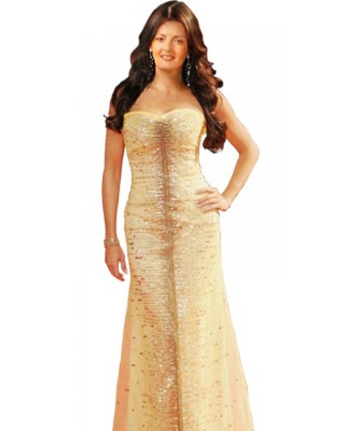 Sofia Vergara Inspired Golden Red Carpet Dress