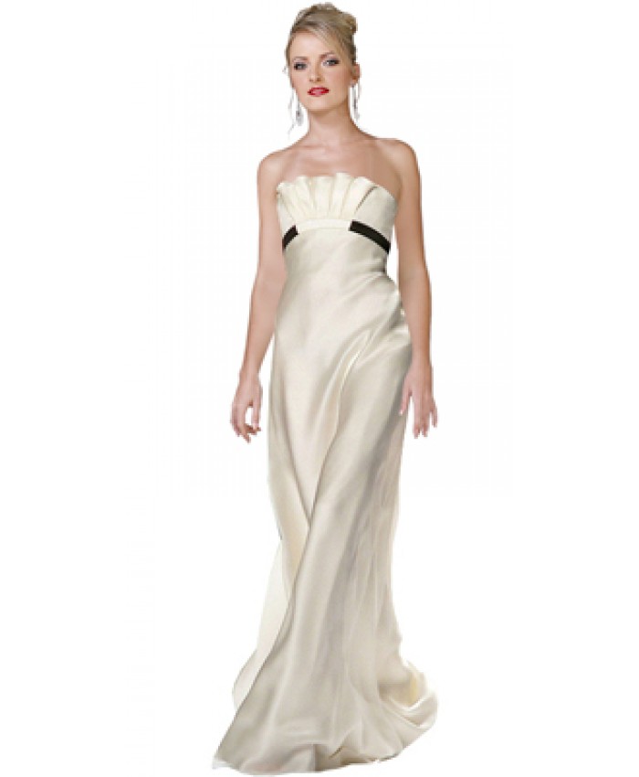 Strapless Satin Gown With Ruffled Empire