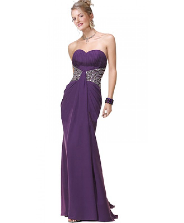 Heavy beaded waist prom dress