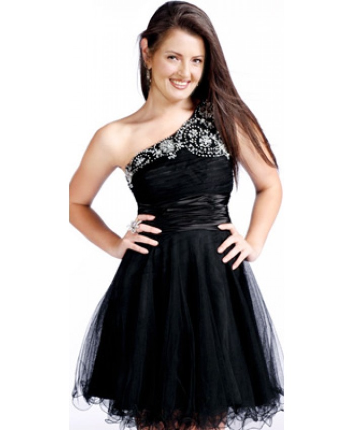 Ornate One Shoulder Youth Day Dress